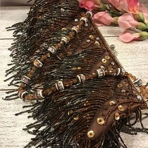 Vintage Fringe Brown Evening Bag